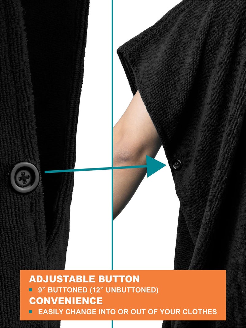 Suncube SUN CUBE Surf Poncho Changing Robe with Hood, Thick Quick Dry Microfiber Wetsuit Changing Towel for Surfing Beach Swim Outdoor Sports Men, Absorbent Wearable Towel Cover Up with Pocket, Black - Image 5