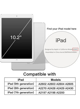 حافظة لجهاز iPad مقاس 10.2 بوصة (الجيل التاسع/الثامن/السابع 2021/2020/2019) مع حامل قلم شفاف وغطاء خلفي شفاف وحامل رفيع وغطاء لوحي مقاوم للصدمات مع خاصية الاستيقاظ/السكون التلقائي - view 2