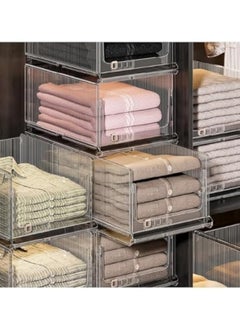 GGEROU 1-Piece Clear Plastic Stackable Clothes Storage Foldable Pull Out Drawers Bins for Closet, 27*48*25cm  - Image 1