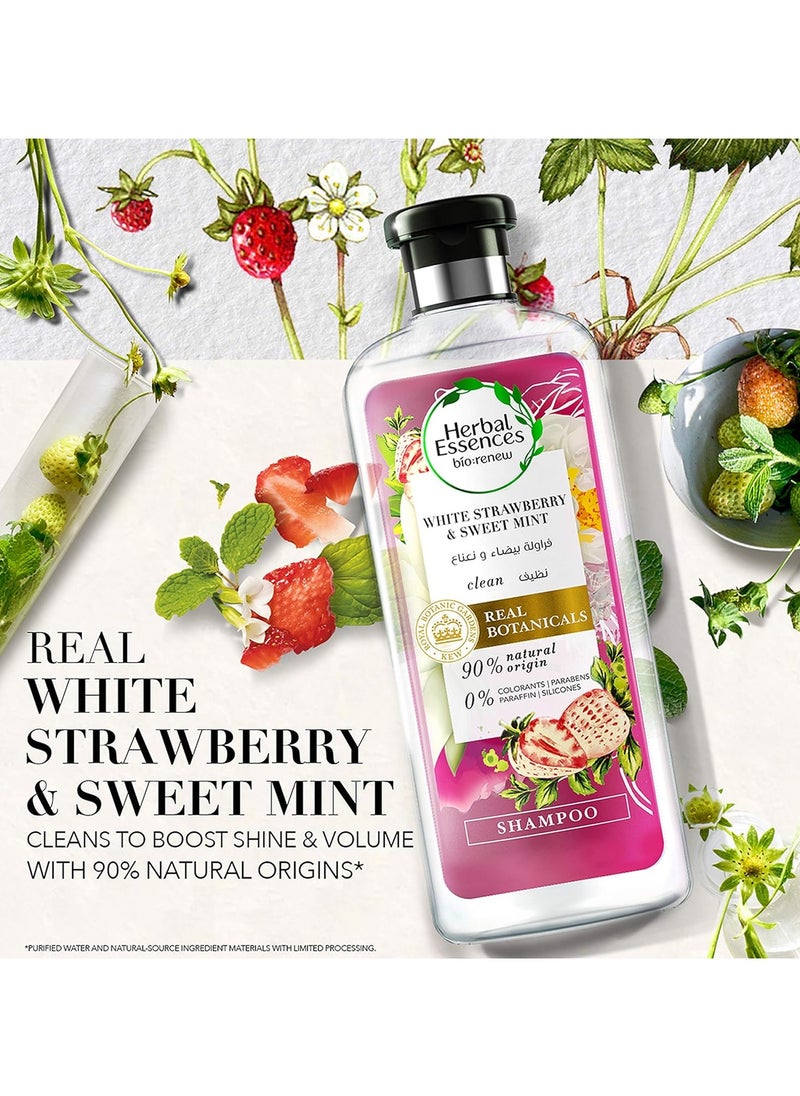 Herbal Essences Renew Natural Shampoo and Conditioner with White Strawberry and Sweet Mint for Hair Volume 400ml pack of 2  - Image 4