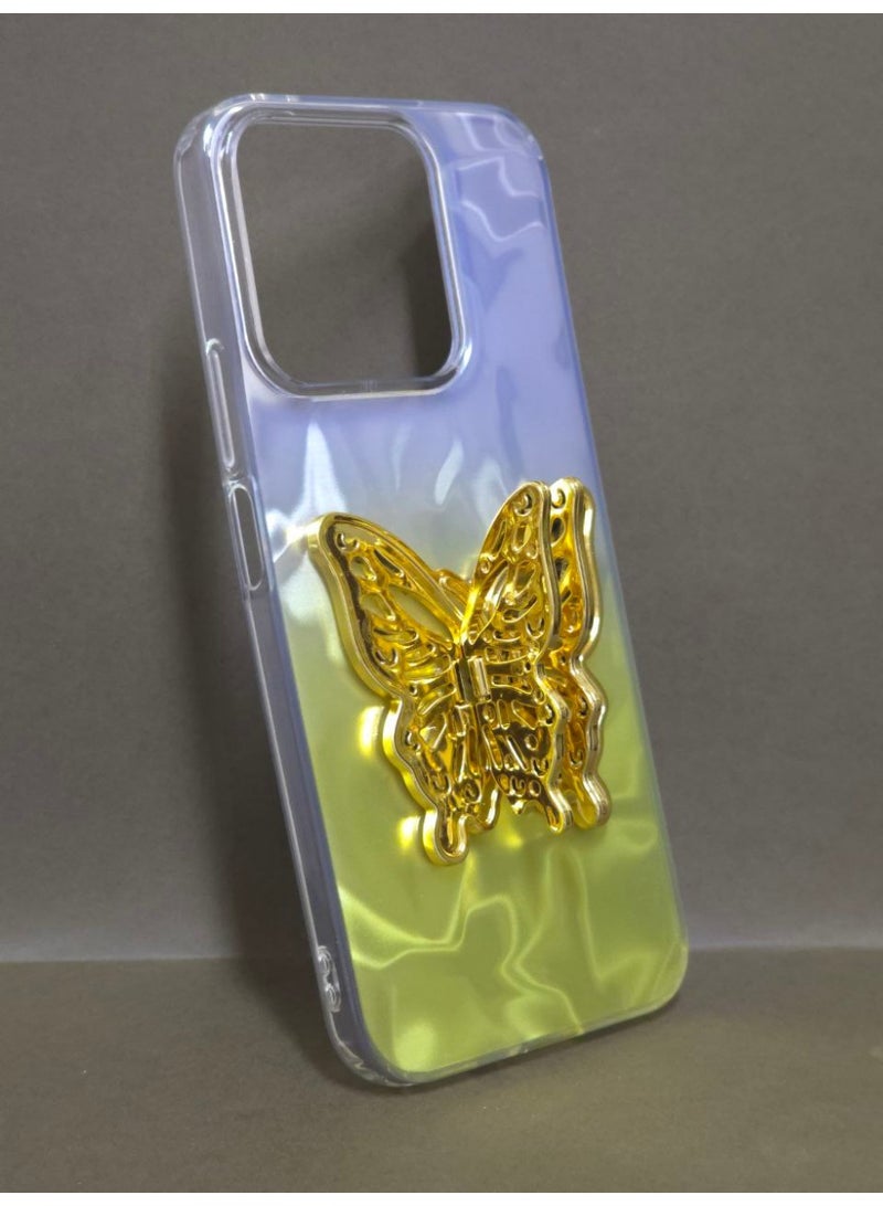 A colorful, Transparent Crystal Case Compatible With Honor X7C Shockproof And Scratch-Resistant, Featuring On Him A Butterfly Design And A Built-in Stand. A Fantastic Choice for Girls And Women. - Image 1