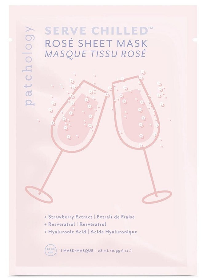 Patchology Serve Chilled Rosé Facial Sheet Mask With Hyaluronic Acid - Men And Women Face Masks Skincare Sheet For Moisturizing And Hydrating Skin - Best Face Sheets Moisturizer (1 Count)  - Image 1