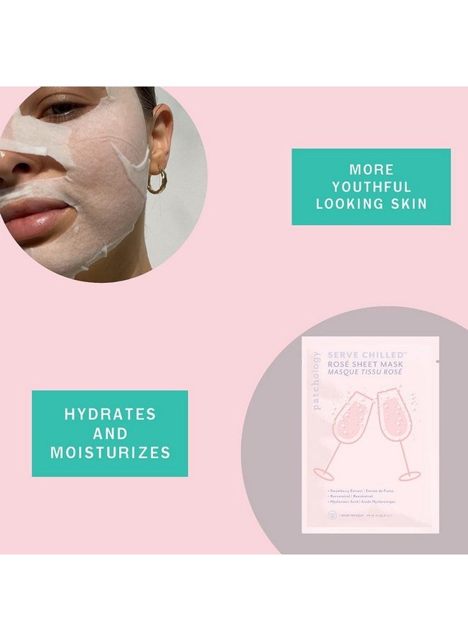 Patchology Serve Chilled Rosé Facial Sheet Mask With Hyaluronic Acid - Men And Women Face Masks Skincare Sheet For Moisturizing And Hydrating Skin - Best Face Sheets Moisturizer (1 Count)  - Image 3