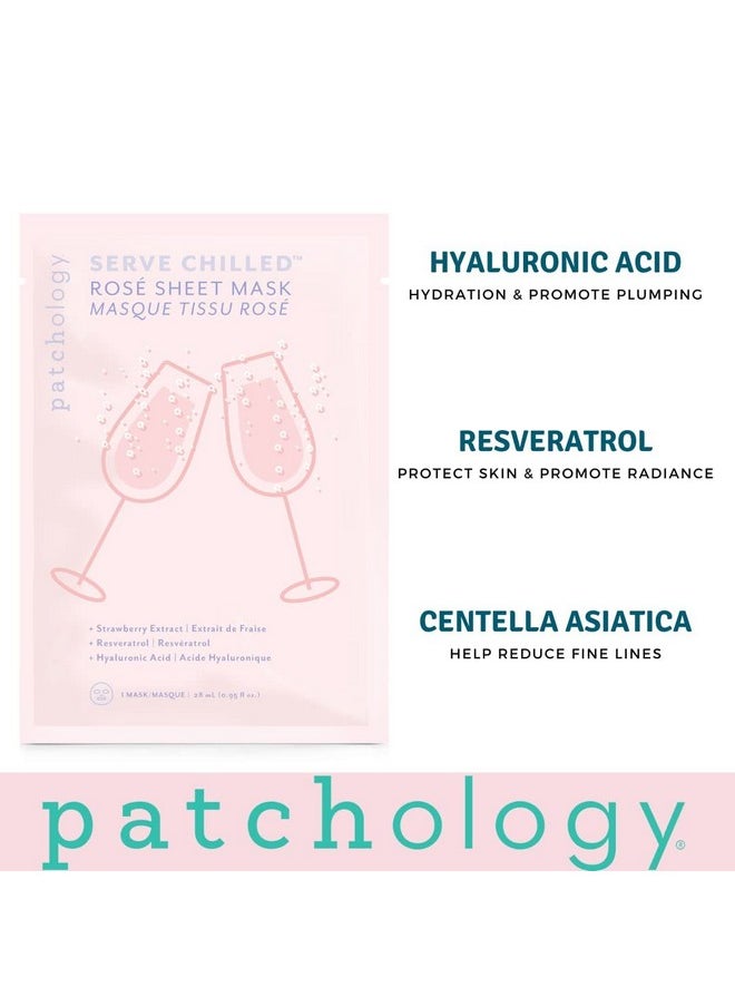 Patchology Serve Chilled Rosé Facial Sheet Mask With Hyaluronic Acid - Men And Women Face Masks Skincare Sheet For Moisturizing And Hydrating Skin - Best Face Sheets Moisturizer (1 Count)  - Image 4