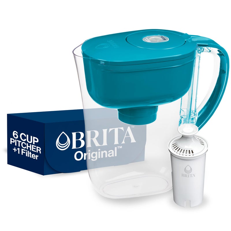 Brita Metro Water Filter Pitcher with SmartLight Change Indicator, BPA-Free, Replaces 1,800 Plastic Water Bottles a Year, Lasts Two Months, Includes 1 Filter, Small - 6-Cup Capacity, Turquoise - Image 1