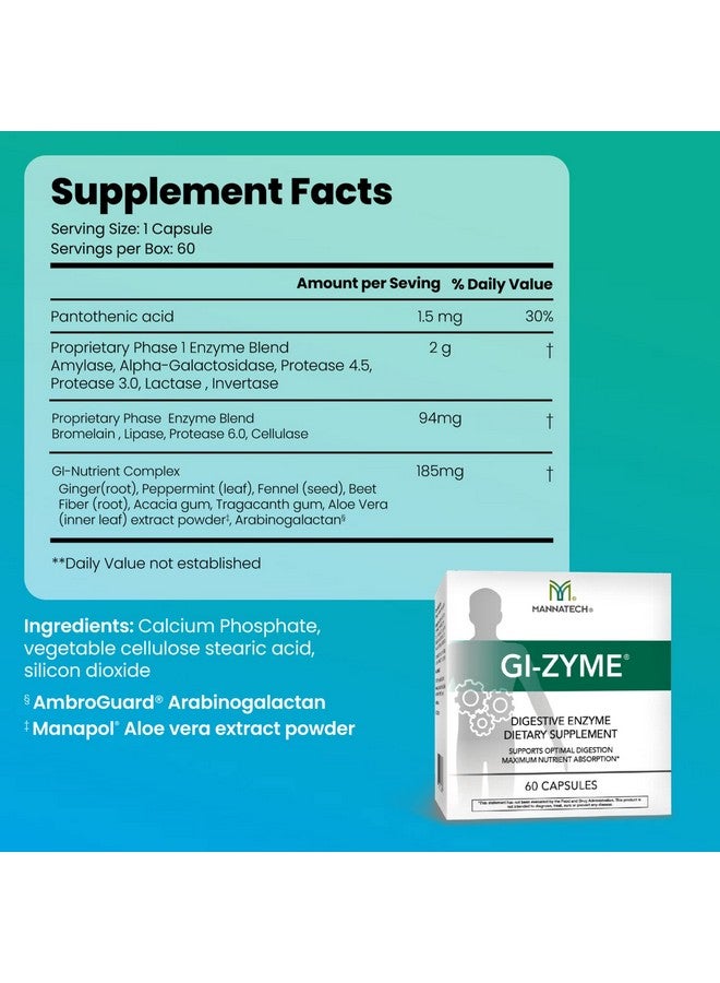 Mannatech With Digestive Enzyme For Gut Health Optimize Digestion And Nutrient Absorption Gizyme Helps To Support A Healthy Microbiome Improve Your Digestive Health With Mannatech 60 Capsules - Image 2