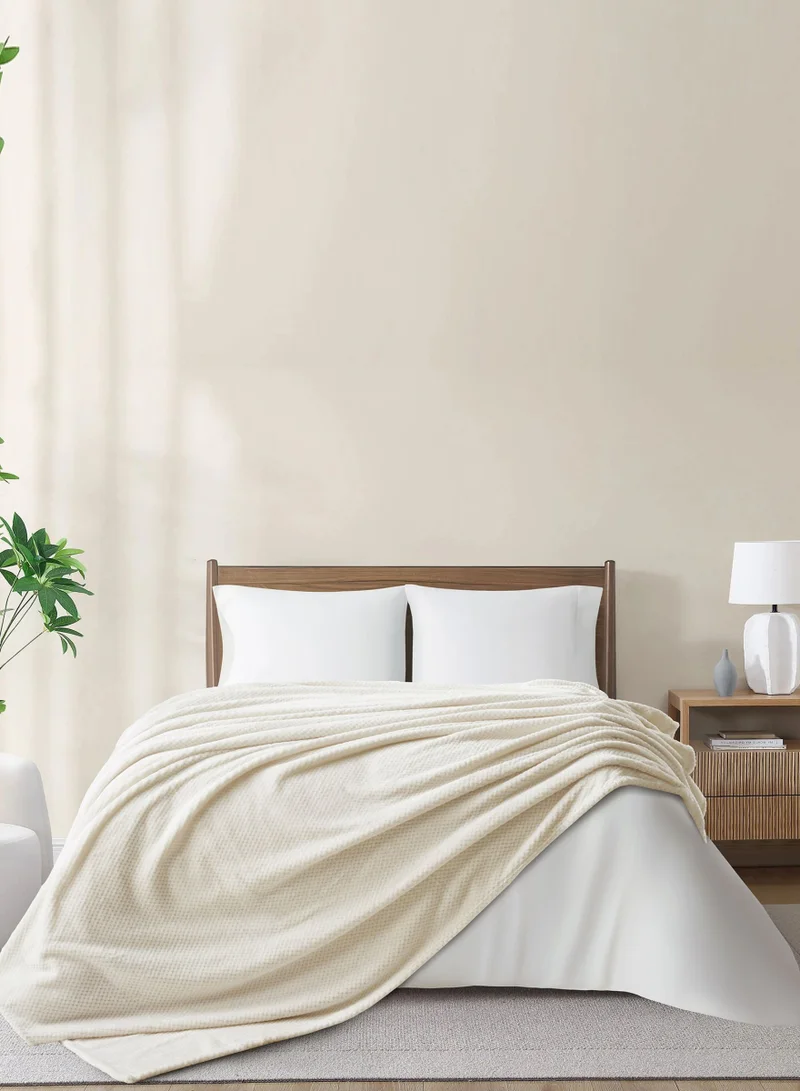 Donetella Fleece Blanket, King Size 210x240 cm, 300 GSM, Waffle Texture - Lightweight Ultra Soft & Warm Solid Throw Blanket, Cozy  for Sofa, Bed & Couch