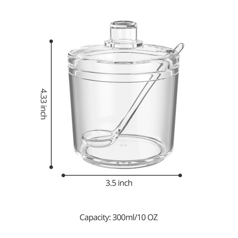 Quald Sugar Container with Lid and Spoon,Sugar Bowl Acrylic Jar for Coffee Bar Accessories Coffee Canister Kitchen Decor (Large) - Image 2