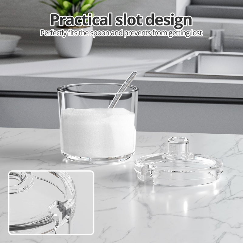Quald Sugar Container with Lid and Spoon,Sugar Bowl Acrylic Jar for Coffee Bar Accessories Coffee Canister Kitchen Decor (Large) - Image 4
