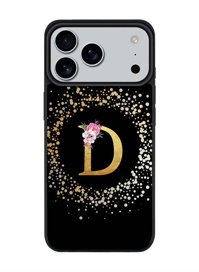 Stylizedd iPhone 17 Pro Max Case, [Compatible with MagSafe] Slim Magnetic cover Phone Case iPhone 17 Pro Max -Custom Monogram Floral - D ( Black ) - Image 1