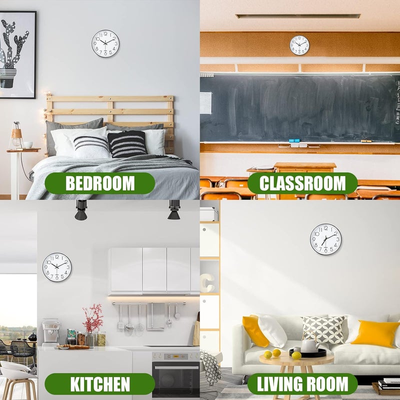QPEUIM Wall Clock 12 Inch Wall Clocks Non-Ticking Battery Operated with Stereoscopic Dial Ultra-Quiet Movement Quartz for Office Classroom School Home Living Room Bedroom Kitchen - Image 5