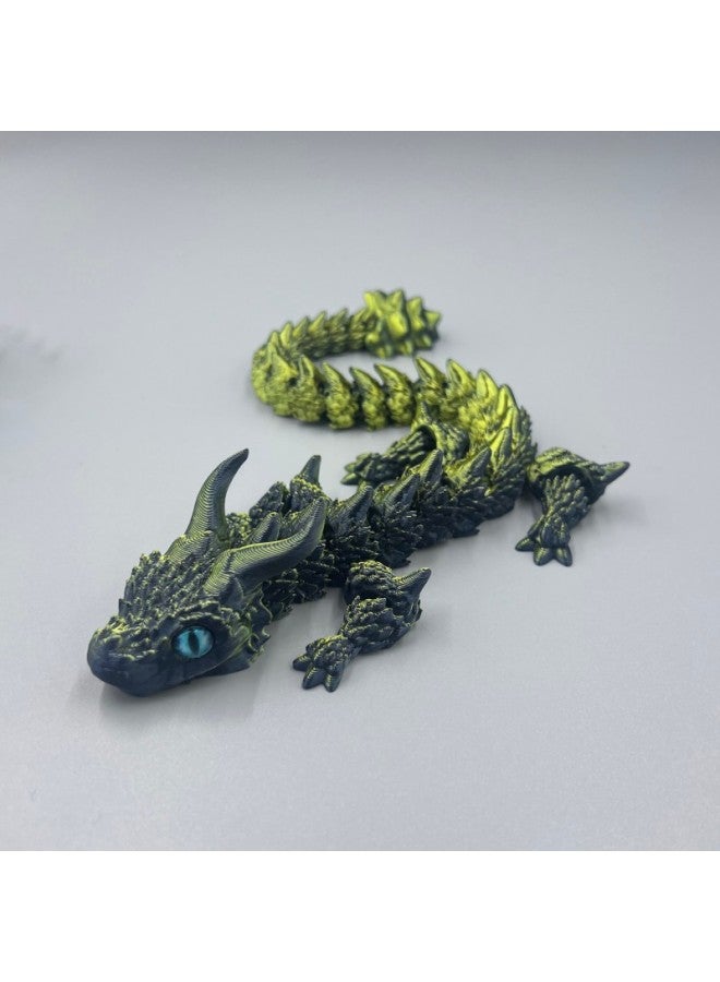 3d Printing Toys Scale Armour Dragon Horn Dragon Joint Movable Simulation Animal Model Toy Ornaments Direct Sales-Color:Silk Black Gold-Specification:24cm Scale Armored Dragon - Image 1