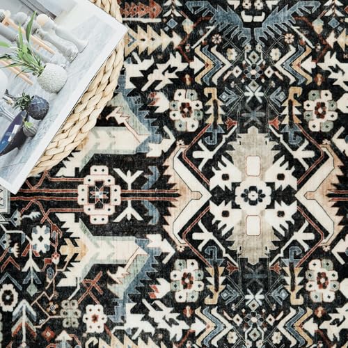RUUGME Washable Kitchen Runner Rug - 2x10 Hallway Rug Distressed Mats Non-Slip Soft Room Floor Carpet for Dining Room (Black, 2 x 10) - Image 5