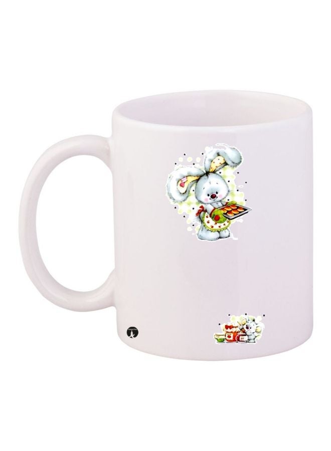 RYN Cartoon Printed Coffee Mug White/Blue/Green 11ounce