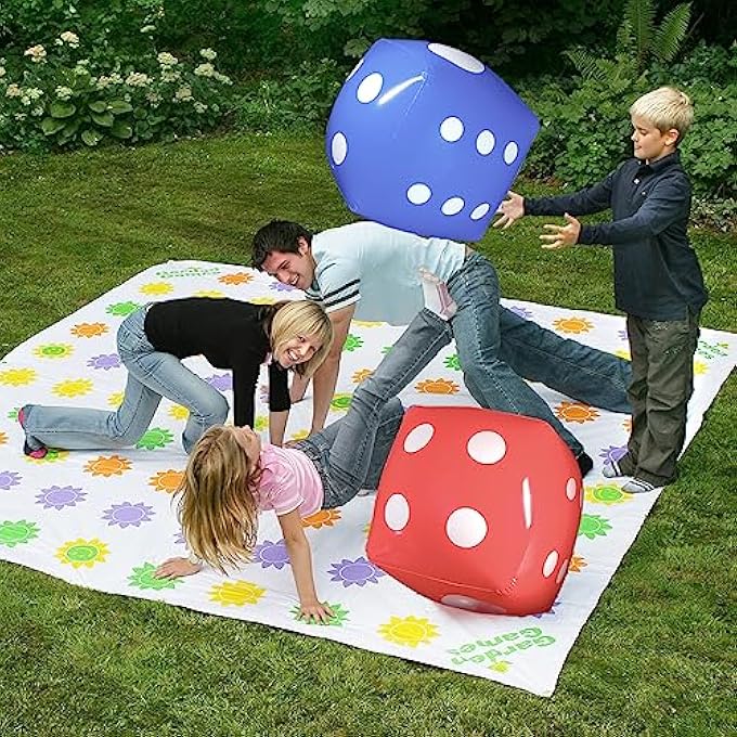نوفيلتي بليس 16 نرد جامبو قابل للنفخ 2 عبوة نرد عملاق أحمر وأزرق لألعاب الطاولة الداخلية في الهواء الطلق حفلات البلياردو متعة زينة الحفلات متعددة الاستخدامات وإكسسوارات الألعاب - Image 5