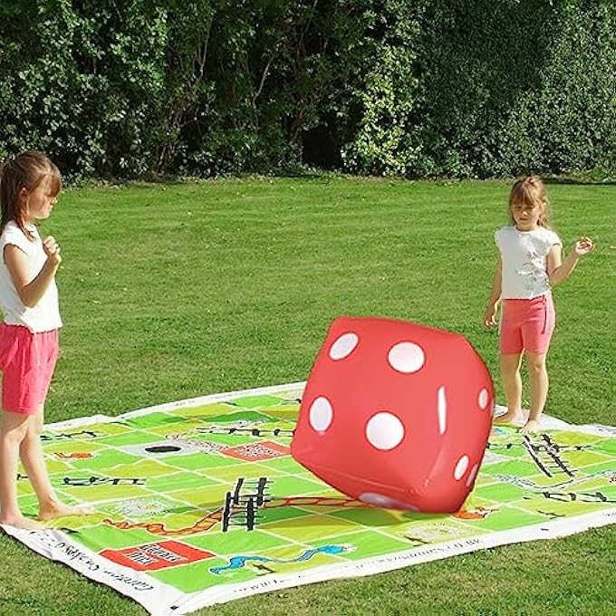 نوفيلتي بليس 16 نرد جامبو قابل للنفخ 2 عبوة نرد عملاق أحمر وأزرق لألعاب الطاولة الداخلية في الهواء الطلق حفلات البلياردو متعة زينة الحفلات متعددة الاستخدامات وإكسسوارات الألعاب - Image 3