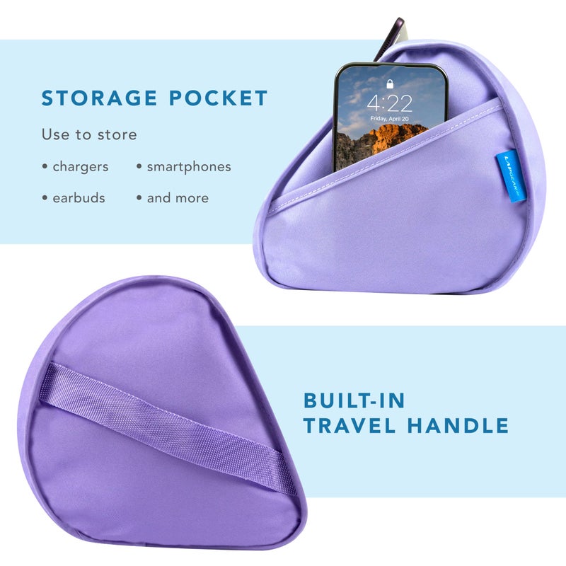 LAPGEAR Tablet Pillow Stand - 11" Slot for iPads, Galaxy Tabs, Kindles, E-Readers & Phones | Cushioned Holder with Storage Pocket & Handle | Purple Amethyst - Style No. 33102 - Image 4