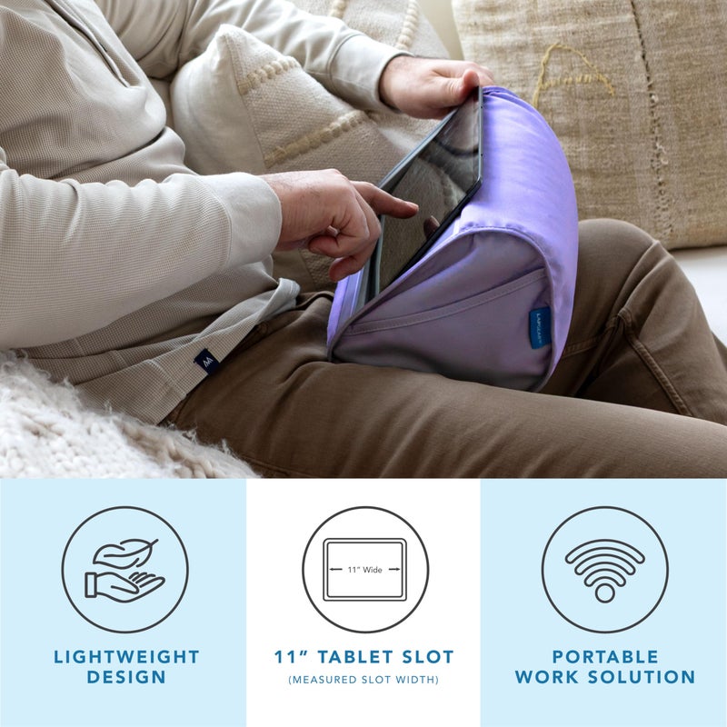 LAPGEAR Tablet Pillow Stand - 11" Slot for iPads, Galaxy Tabs, Kindles, E-Readers & Phones | Cushioned Holder with Storage Pocket & Handle | Purple Amethyst - Style No. 33102 - Image 2