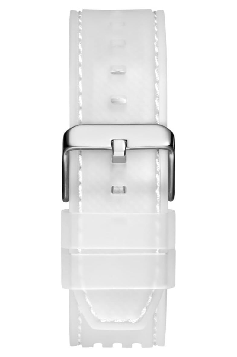 GUESS Men's 41mm Watch - Clear Strap Green Dial Clear Case - Image 3