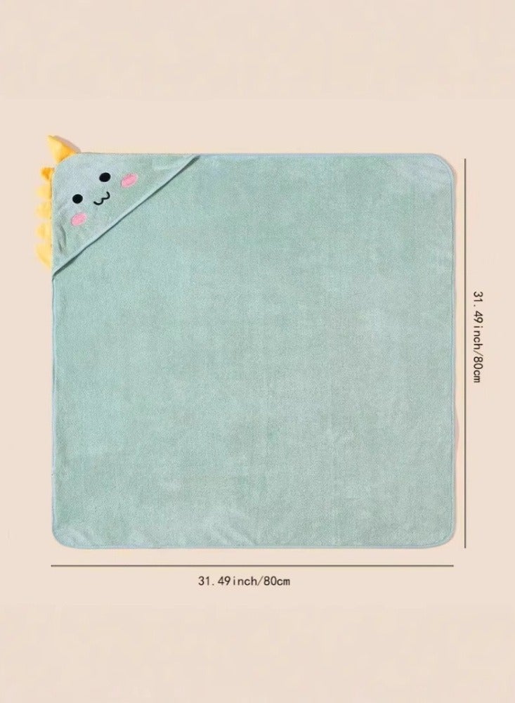 طيب نور منشفة استحمام اطفال بغطاء - مقاس ٨٠x٨٠ سم من القطن العضوي - ناعمة فائقة الامتصاص لحديثي الولادة والرضع - بتصميم ديناصور أخضر - Image 3