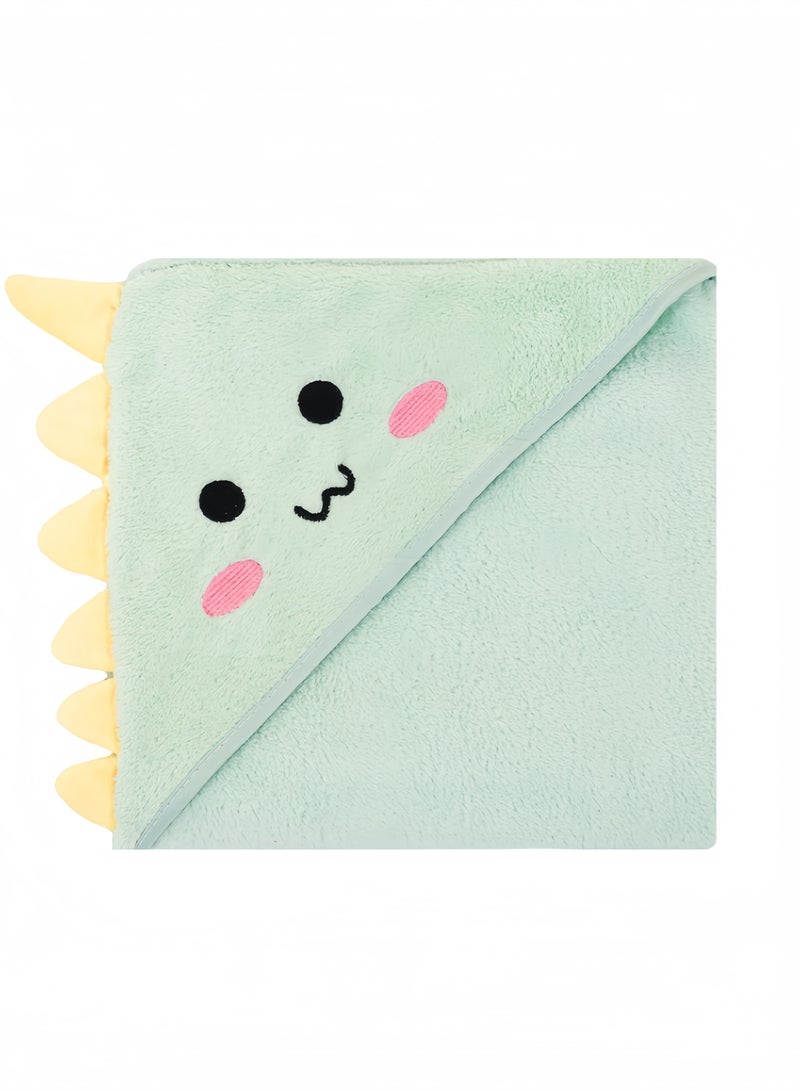 طيب نور منشفة استحمام اطفال بغطاء - مقاس ٨٠x٨٠ سم من القطن العضوي - ناعمة فائقة الامتصاص لحديثي الولادة والرضع - بتصميم ديناصور أخضر - Image 4