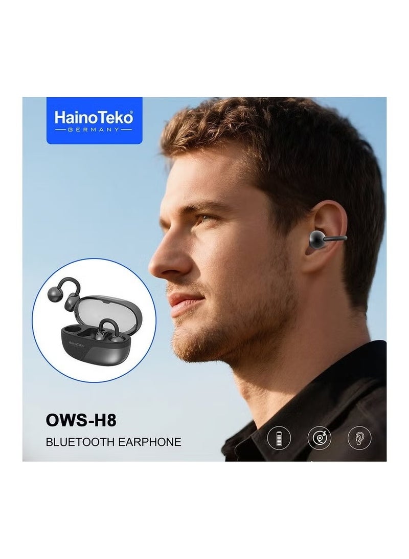 هينو تيكو سماعة أذن بلوتوث Haino Teko OWS-H8 OpenDots بصوت عالي الجودة مع عناصر تحكم باللمس متعددة الوظائف وميكروفون، لون بيج - Image 5