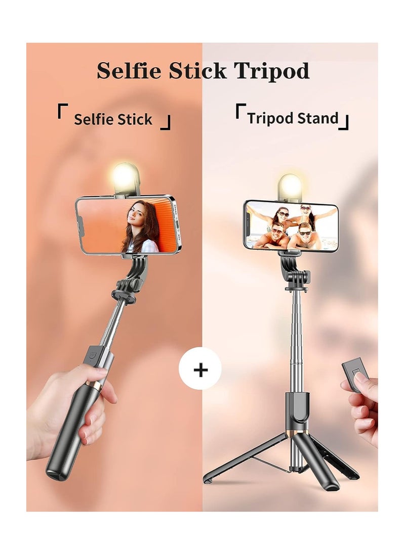 KASTWAVE Extendable Selfie Stick Tripod with LED Fill Light, All in One Phone Tripod Integrated with Wireless Remote, Compatible with iPhone Android Devices for Selfie/Video Recording/Photo  - Image 2