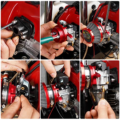 MTATCN 15mm Carburetor Upgrade Kit Air Filter Set Compatible with 2 Stroke 43cc 47cc 49cc Standup Gas Scooter ATV Quad Pocket Bike XG-550 BladeZ Moby X Red - Image 5