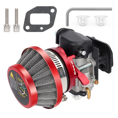 MTATCN 15mm Carburetor Upgrade Kit Air Filter Set Compatible with 2 Stroke 43cc 47cc 49cc Standup Gas Scooter ATV Quad Pocket Bike XG-550 BladeZ Moby X Red - Image 1