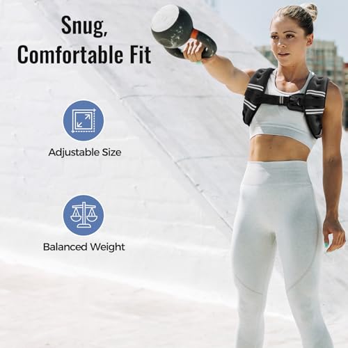 Zeerun Weighted Vest for Women & Men with Reflective Stripe and Adjustable Buckle, Comfortable & Durable Rucking Vest for Walking, Running & Strength Training, 6LBS-Black - Image 3