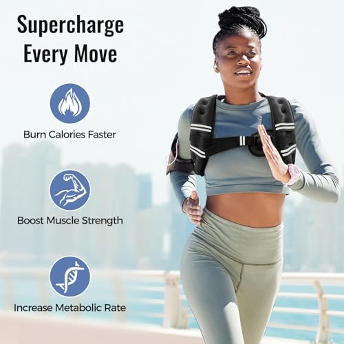 Zeerun Weighted Vest for Women & Men with Reflective Stripe and Adjustable Buckle, Comfortable & Durable Rucking Vest for Walking, Running & Strength Training, 6LBS-Black - Image 2