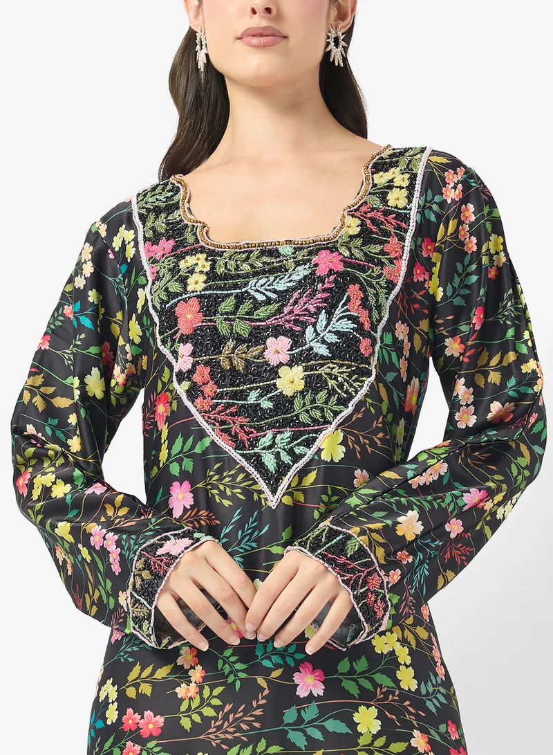 Arabian Closet  Embellished Belted Jalabiya for Women | Best Price UAE