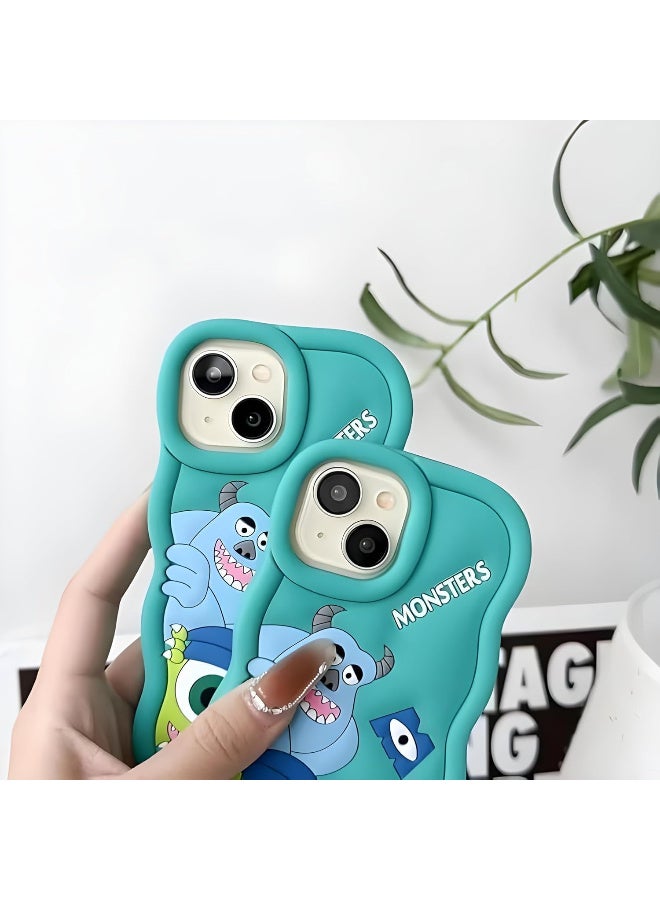 Stylish 3D Cartoon Case Compatible for iPhone 13/14 / 15, All-Round Protection, Anti-Slip, Scratch-Resistant, and Fun Aesthetic Cover (Monsters) - Image 2