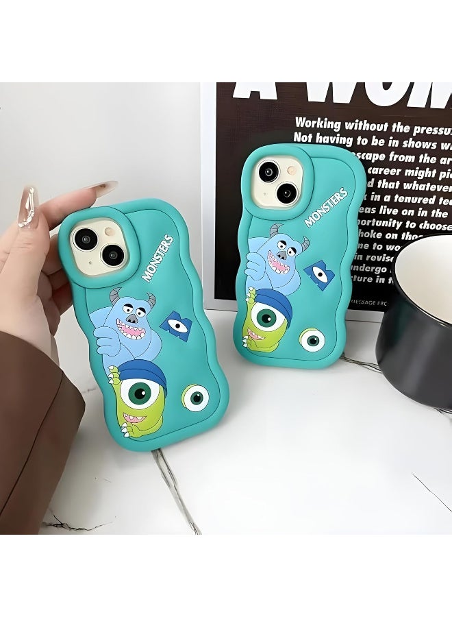 Stylish 3D Cartoon Case Compatible for iPhone 13/14 / 15, All-Round Protection, Anti-Slip, Scratch-Resistant, and Fun Aesthetic Cover (Monsters) - Image 3