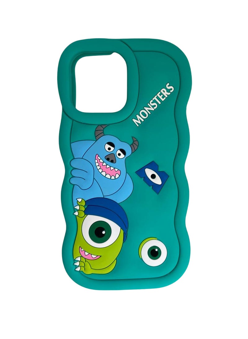 Stylish 3D Cartoon Case Compatible for iPhone 13/14 / 15, All-Round Protection, Anti-Slip, Scratch-Resistant, and Fun Aesthetic Cover (Monsters) - Image 1