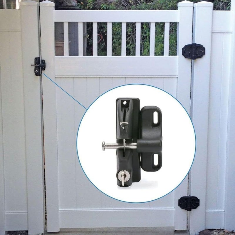 Double-sided key door lock (with screws) easy to install metal wood-plastic fence latch - Image 4