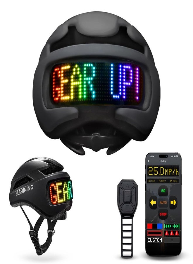 Docgari Bike Helmet with Light - Bike Helmet with DIY LED Screen for Scooter, Bicycle, Skateboard - LED Display Helmet with Customizable Patterns - Black Bicycle Helmet Light for Adult Men and Women - Image 1