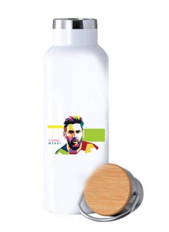 PRINTSHOP4ME Football Super Hero Messi Water Flask Bottle - Gift for Sports Fans and Athletes - Stainless Steel Bamboo Cap Flask Bottle 600ml - Ideal for Sports Enthusiasts  - Image 2