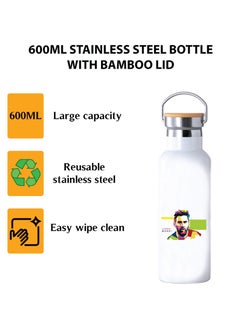 PRINTSHOP4ME Football Super Hero Messi Water Flask Bottle - Gift for Sports Fans and Athletes - Stainless Steel Bamboo Cap Flask Bottle 600ml - Ideal for Sports Enthusiasts  - Image 3