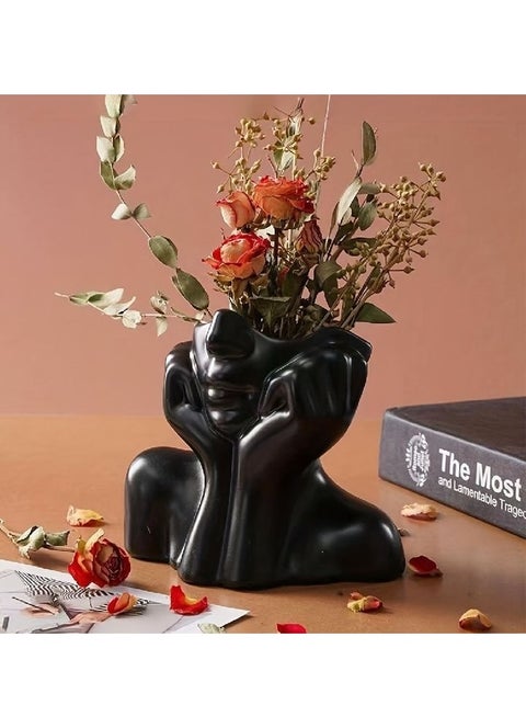 Female Head Shape Vase, Simple Feminist Boho Vase, Modern Scandinavian Style Flower Vase for Home Living Room Office Bookshelf Decor
