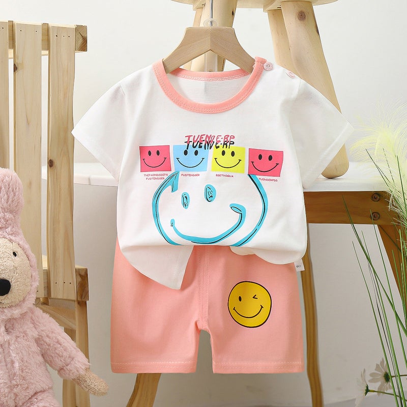 Kids Cotton Short Sleeve Home Set Smiley baby 