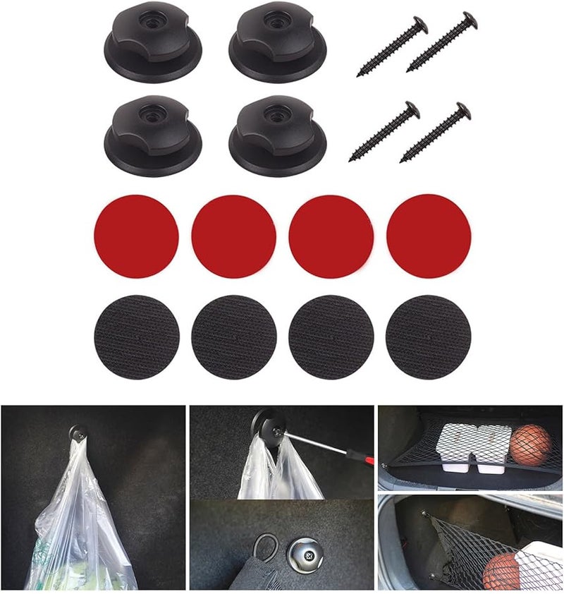 Universal Car Trunk Cargo Net Hooks 4Pcs Black Interior Storage Clips Mount - Image 3
