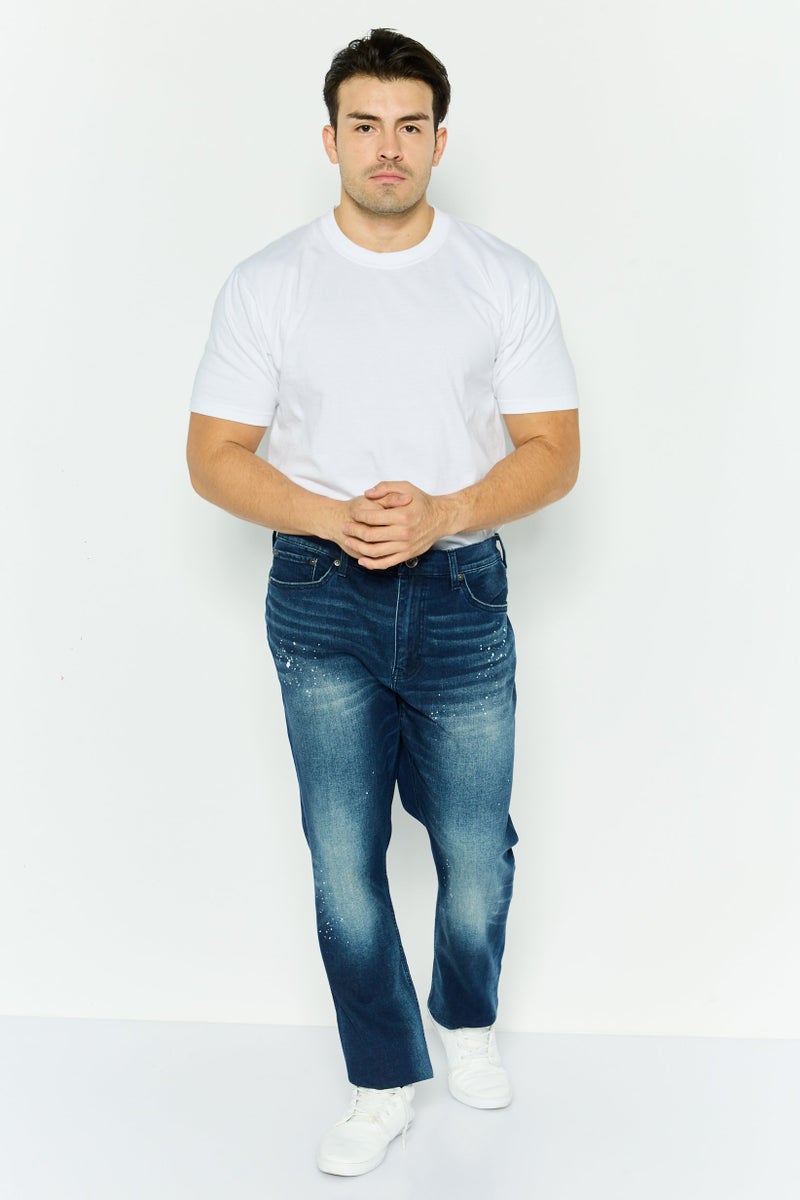 Men Slim Fit Washed  Stretchable  Straight Leg Jeans, Blue Combo