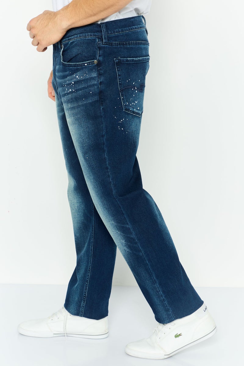 Men Slim Fit Washed  Stretchable  Straight Leg Jeans, Blue Combo