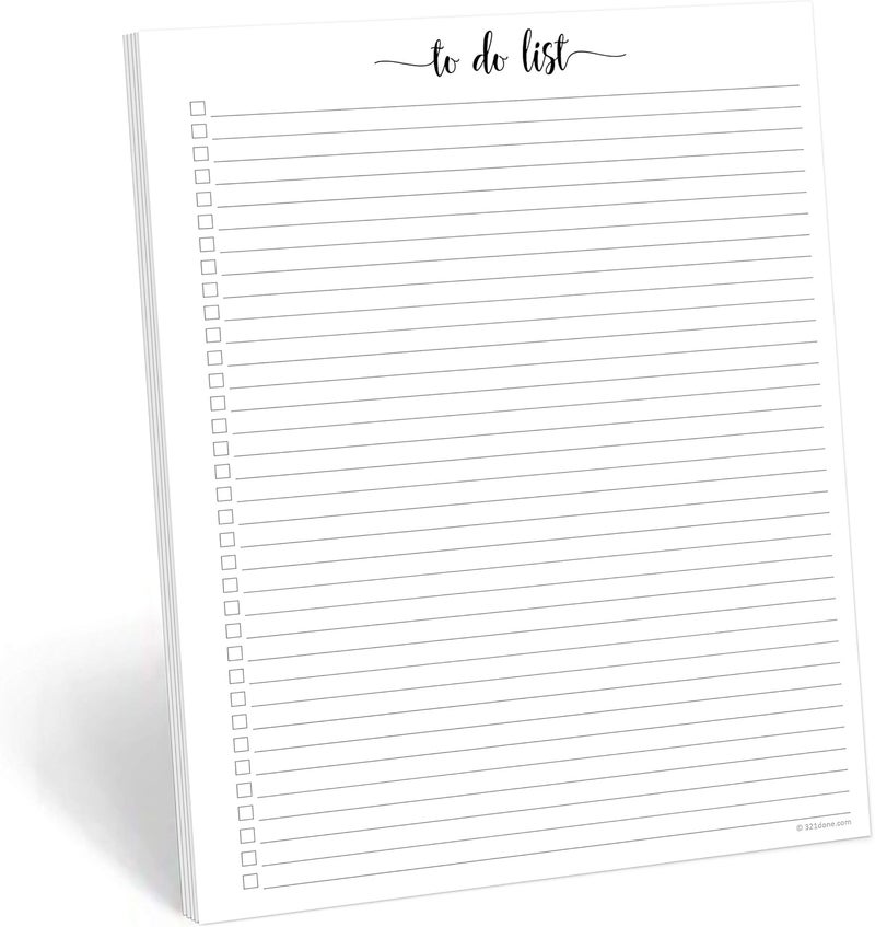 321Done to Do List Notepad for Planner Refill Pages – Made in USA - 50 Sheets (8.5" x 11") to-Do's Tear Off, Planning Memo Pad, Checklist Notes Left Hole Punch - Simple College-Ruled, Large Letter - Image 1