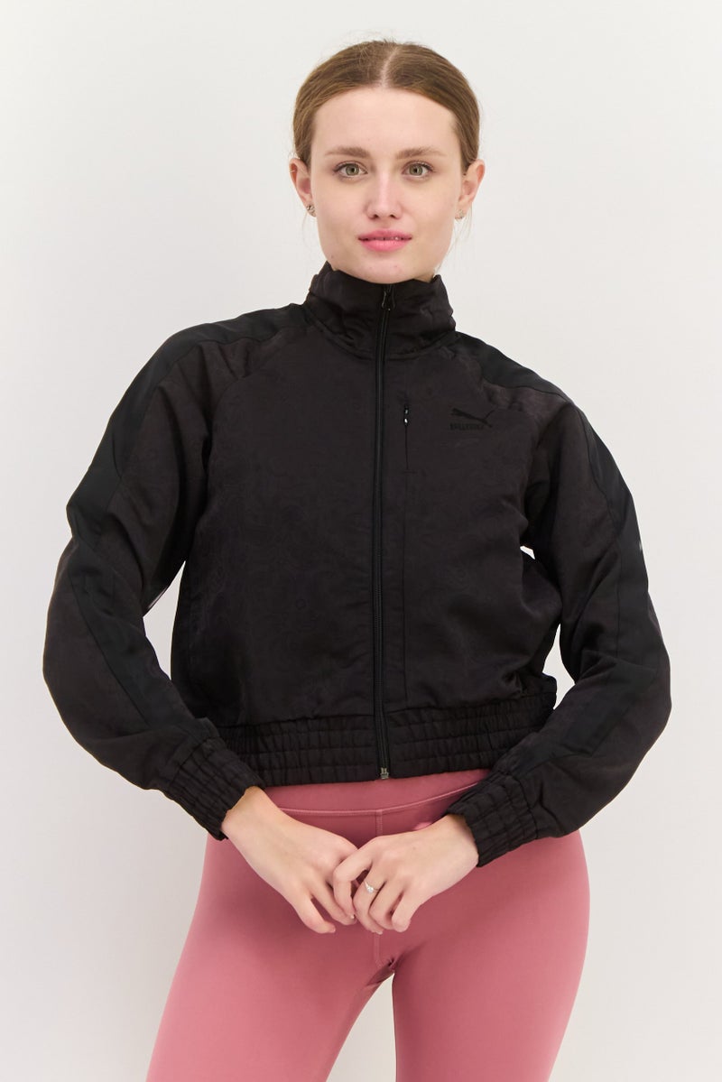 PUMA جاكيت رياضي نسائي بزي كامل بسحاب خارجي، مجموعة سوداء - Image 1