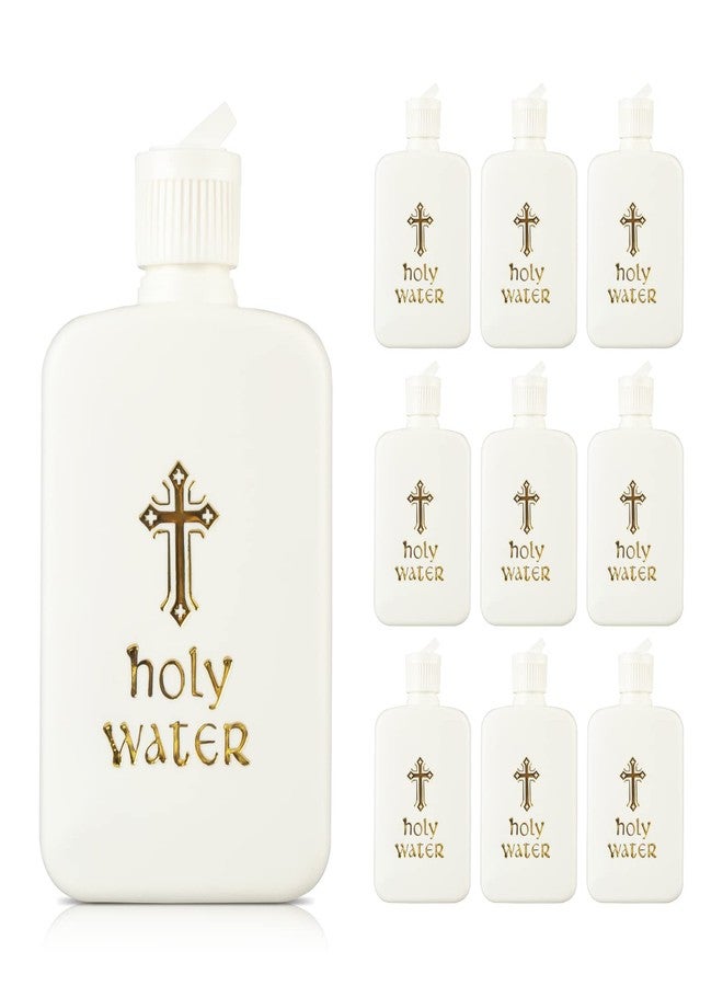 ISKYBOB 10 Pieces Refillable Holy Water Bottles 100ml/3.5oz Gold Cross Plastic Holy Water Container with Screw Lid Christian Easter Party Favor Church Supplies - Image 1