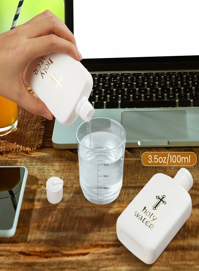 ISKYBOB 10 Pieces Refillable Holy Water Bottles 100ml/3.5oz Gold Cross Plastic Holy Water Container with Screw Lid Christian Easter Party Favor Church Supplies - Image 3