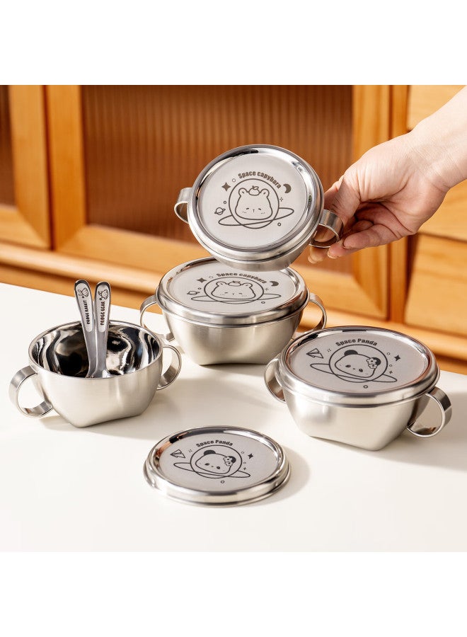 Onlycook 316 Stainless Steel Bowl With Lid, Baby Food Bowl, Household Food Grade Noodle Bowl, Soup Bowl, Children's Tableware And Plate - Image 4