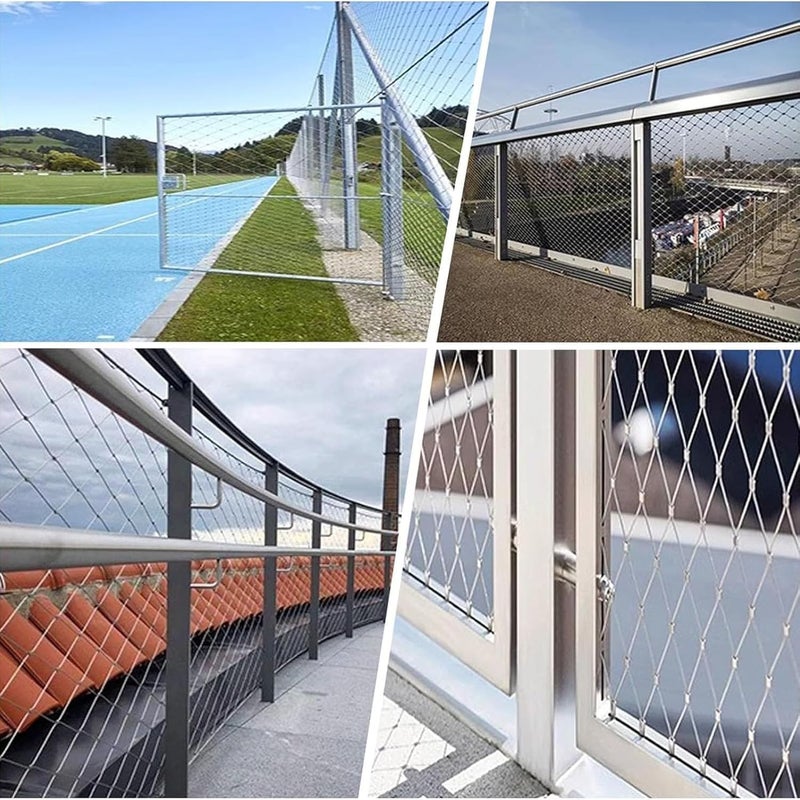 Stainless Steel Rope Wire Mesh 304 Stainless Steel Rope Net 10/5cm Animal Barrier Fence Protection Net Flexible Stainless Steel Rope Mesh for Zoo Cage Fence, Balcony, Stair(5cm,1x2m) - Image 5